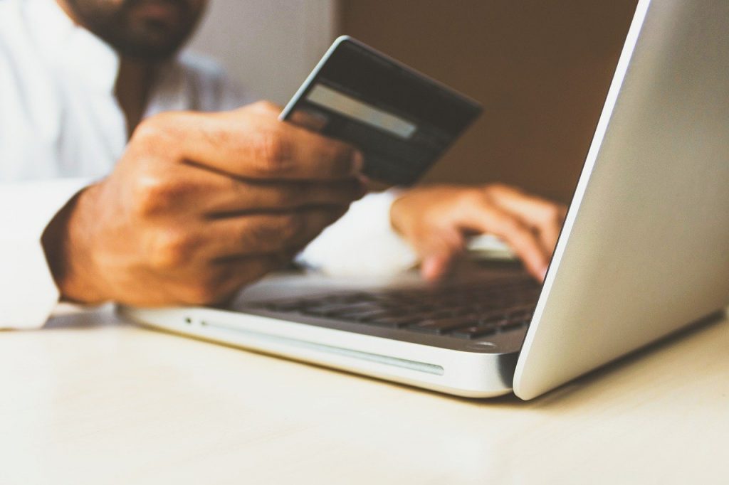 Online card payment using a laptop computer